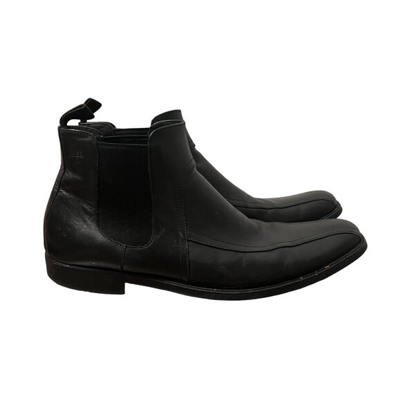 Hugo Boss Mens Black Leather 50211003 Square Toe Slip On Chelsea Boots Size 9.5 main image 4